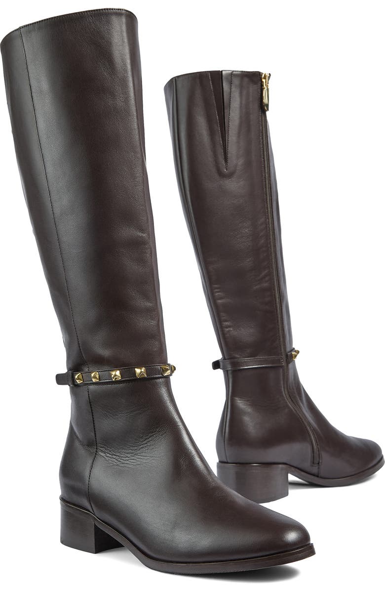 LK Bennett Stevie Stud Detail Knee High Boot, Alternate, color, Brown