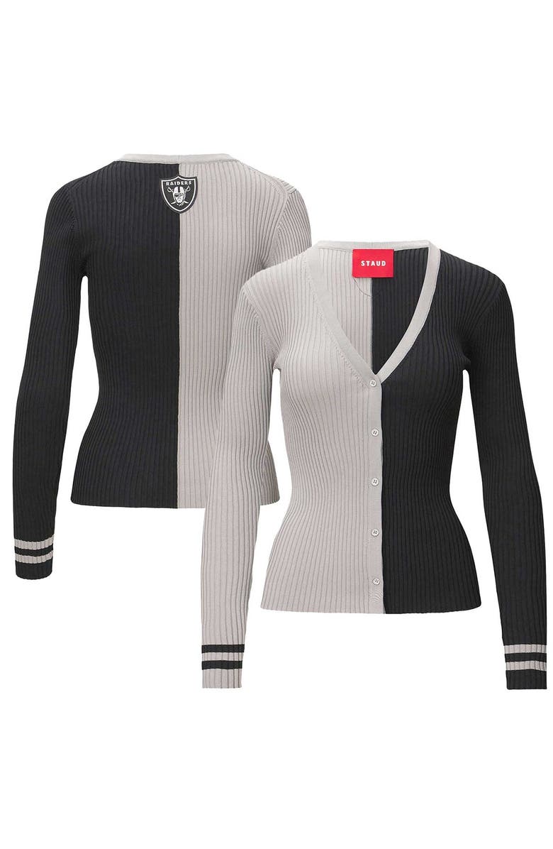 STAUD Women's STAUD Silver/Black Las Vegas Raiders Cargo Sweater, Main, color, Silver