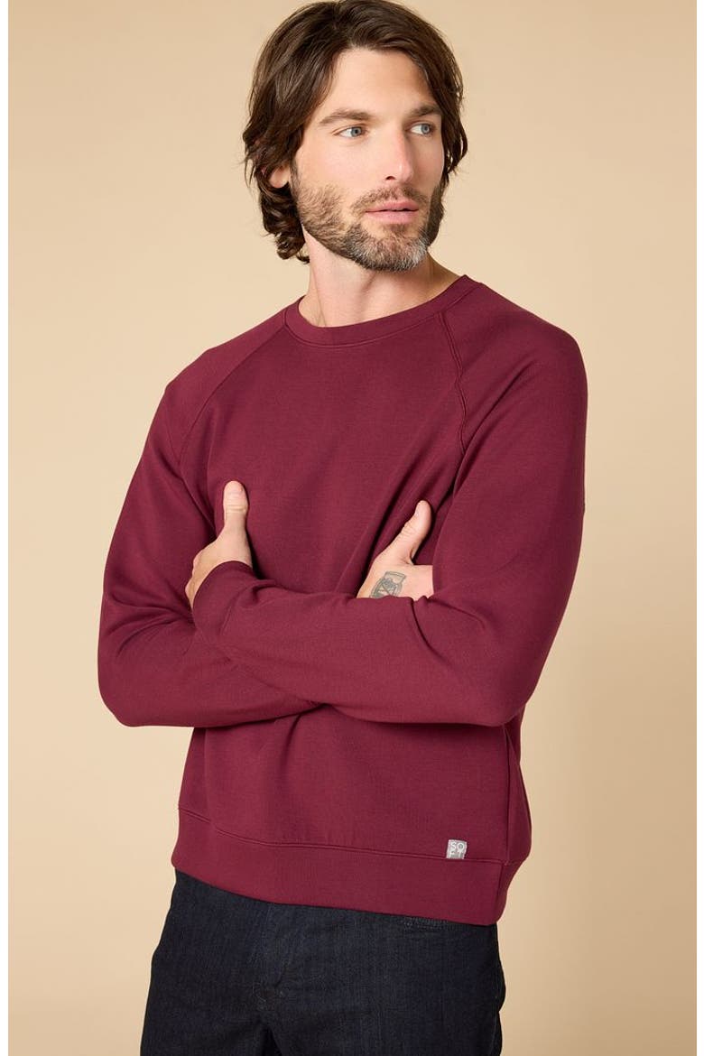 Men's DreamTech Athleisure Raglan Crew Neck, Alternate, color, Cherry Cola