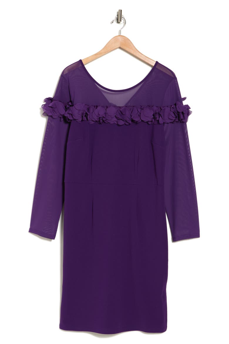Rosette Long Sleeve Dress, Alternate, color, ACAI