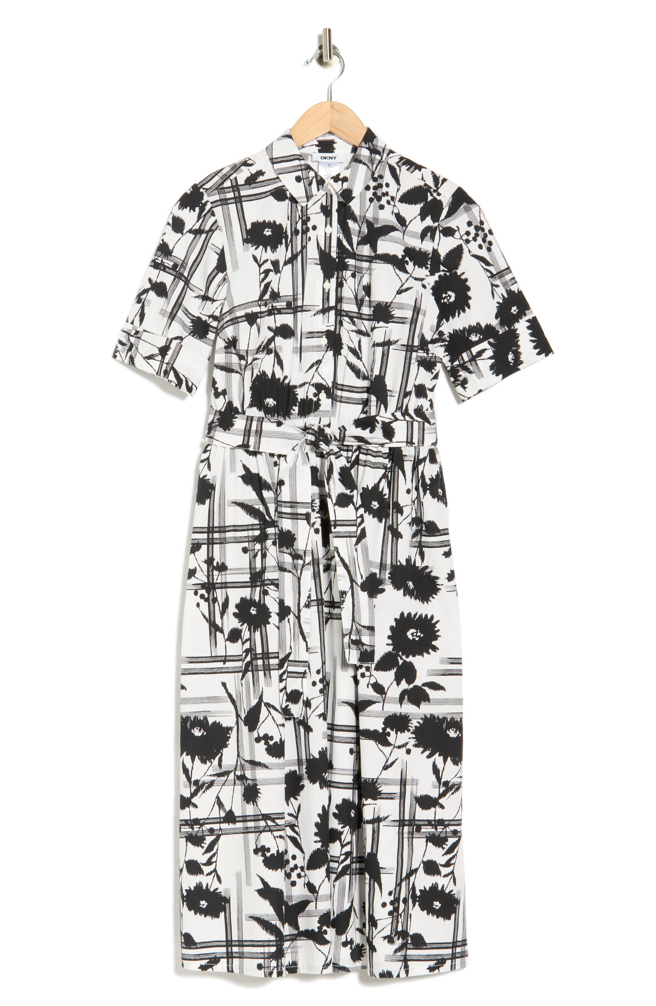 DKNY Collared Tie Waist Shirtdress