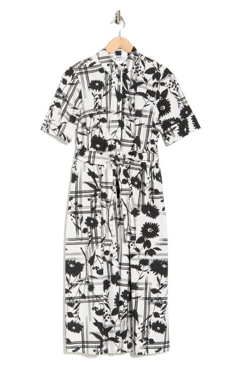 Collared Tie Waist Shirtdress