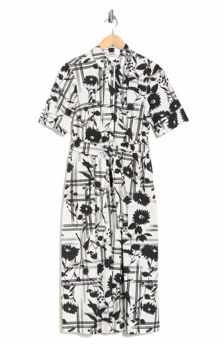 DKNY Collared Tie Waist Shirtdress