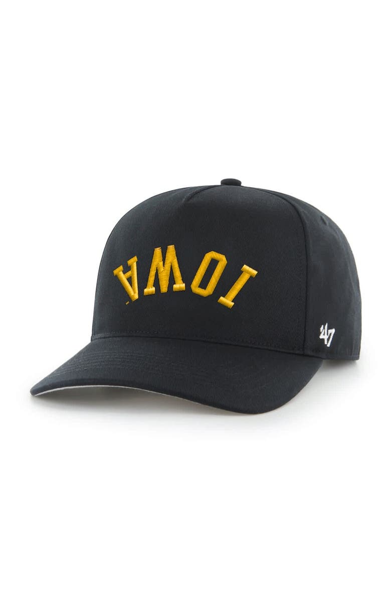 '47 Men's '47 Black Iowa Hawkeyes Flip Script Hitch Adjustable Hat, Alternate, color, 