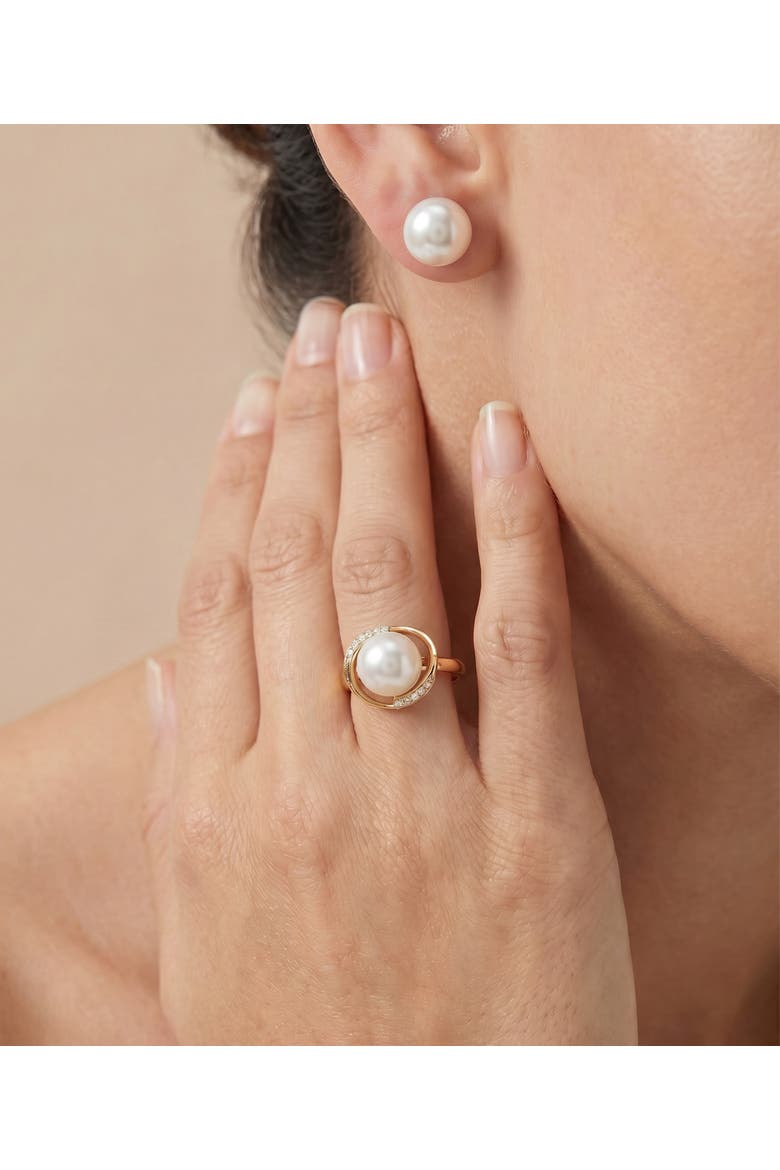 White South Sea Pearl & Diamond Ruby Ring, Alternate, color, Yellow Gold