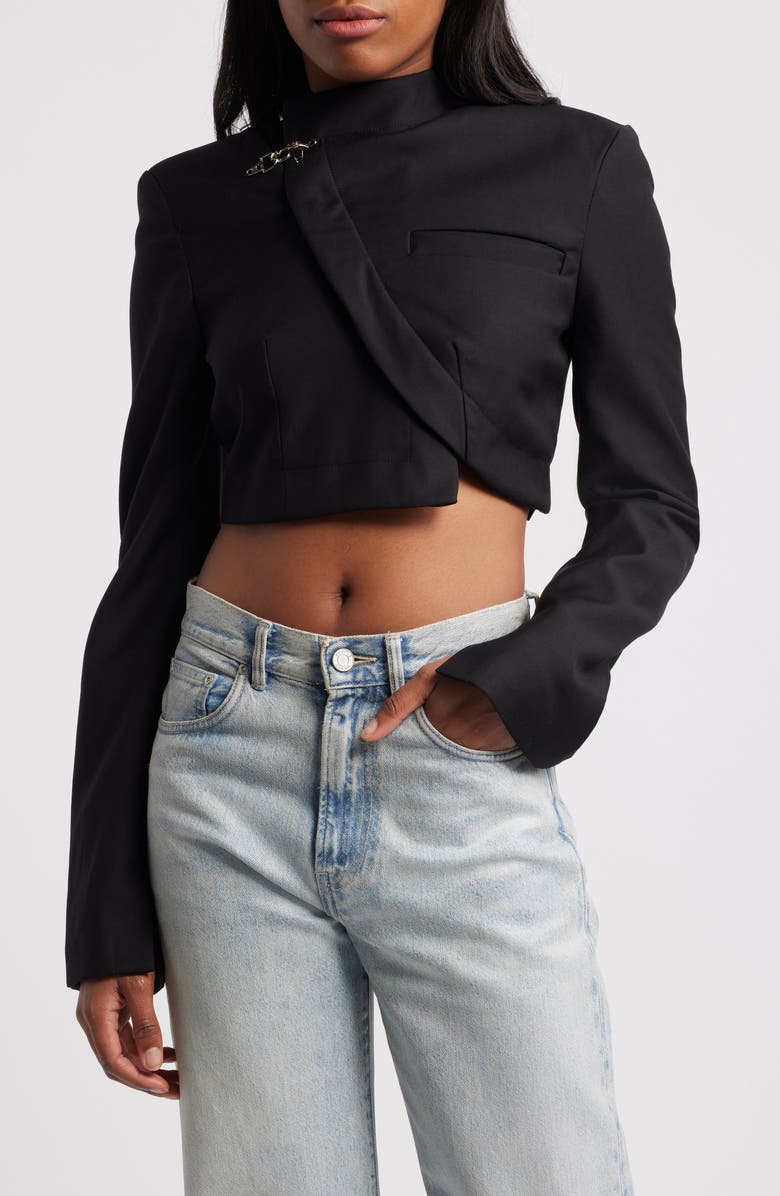 Mistress Rocks Latch Wrap Front Crop Jacket, Main, color, 