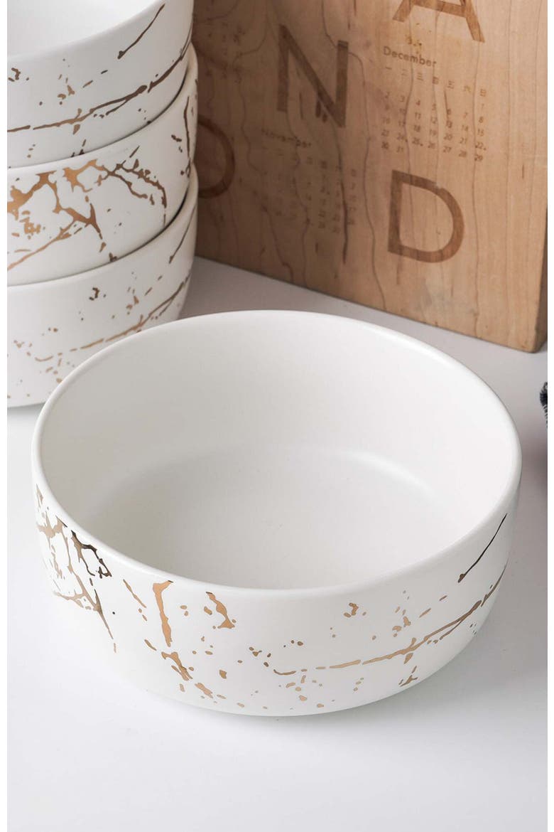 Zora Porcelain 4-Piece Bowl Set, Alternate, color, White