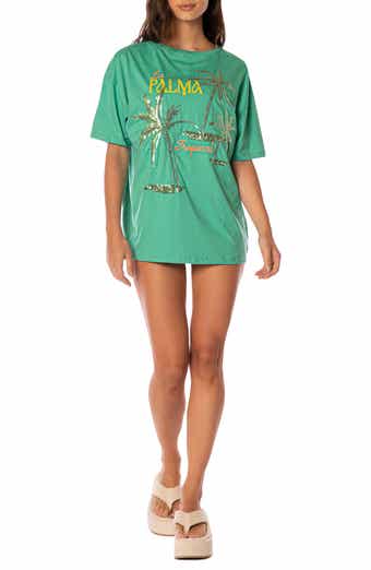 Tropical Green Azalea Cotton Cover-Up T-Shirt