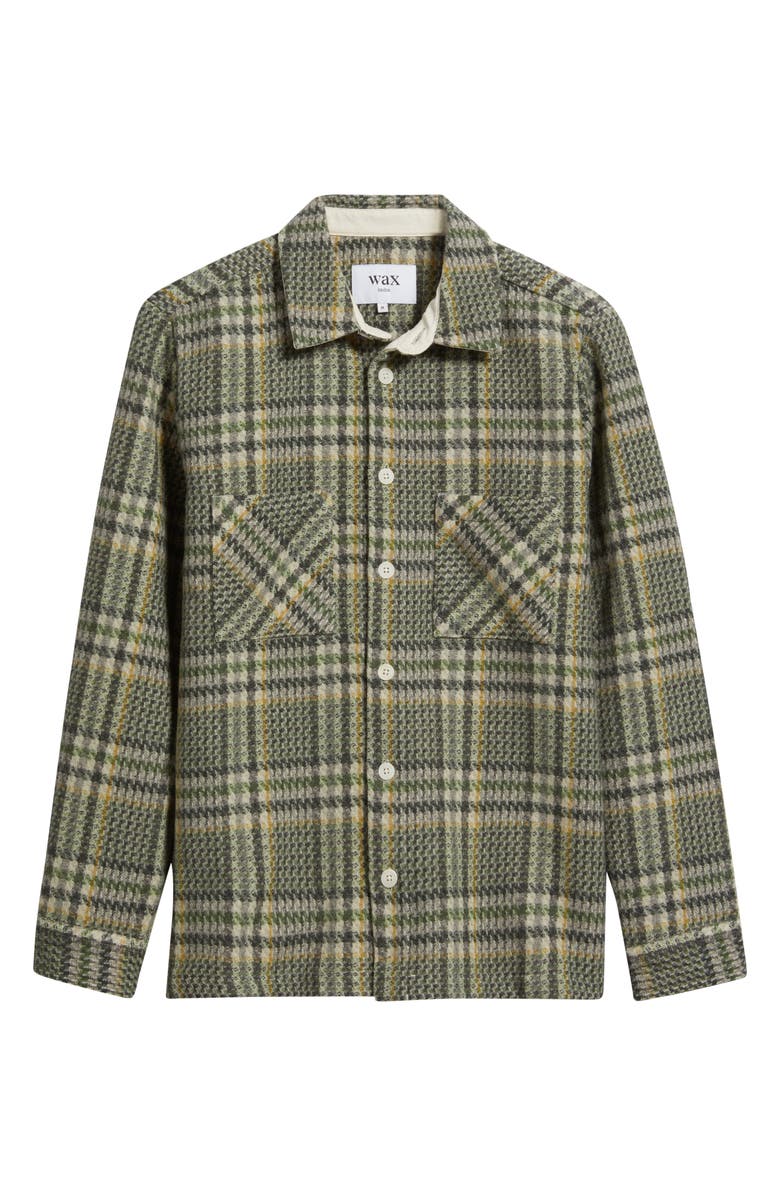 Wax London Whiting Plaid Wool Blend Button-Up Shirt Jacket, Main, color, Green