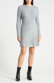 B.YOUNG Ribbed Knit Long Sleeve Sweater Dress