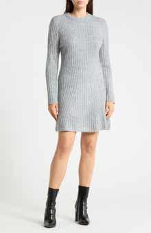 Ribbed Knit Long Sleeve Sweater Dress