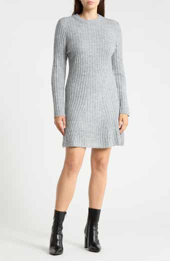 Ribbed Knit Long Sleeve Sweater Dress