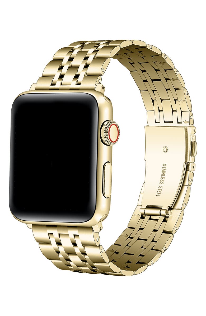 The Posh Tech Rainey Stainless Steel Apple Watch<sup>®</sup> Watchband, Alternate, color, Gold