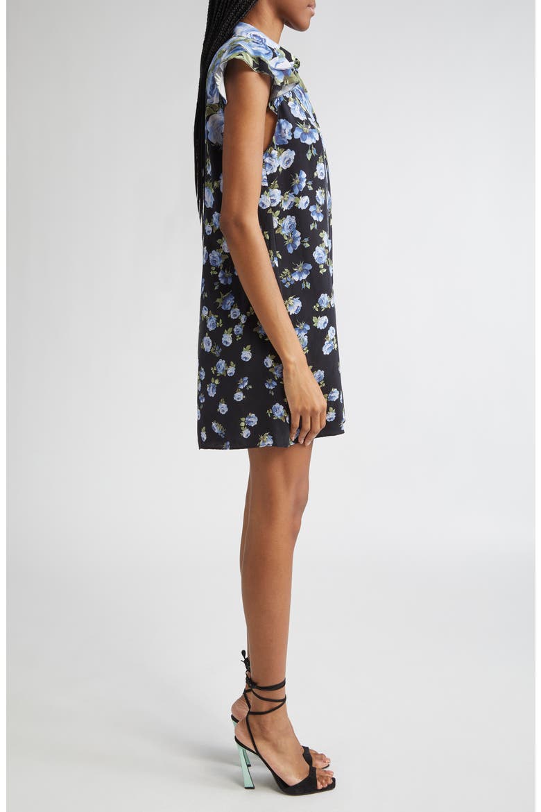 Jem Floral Ruffle Sleeve Mini Shirtdress, Alternate, color, SMELL THE ROSES
