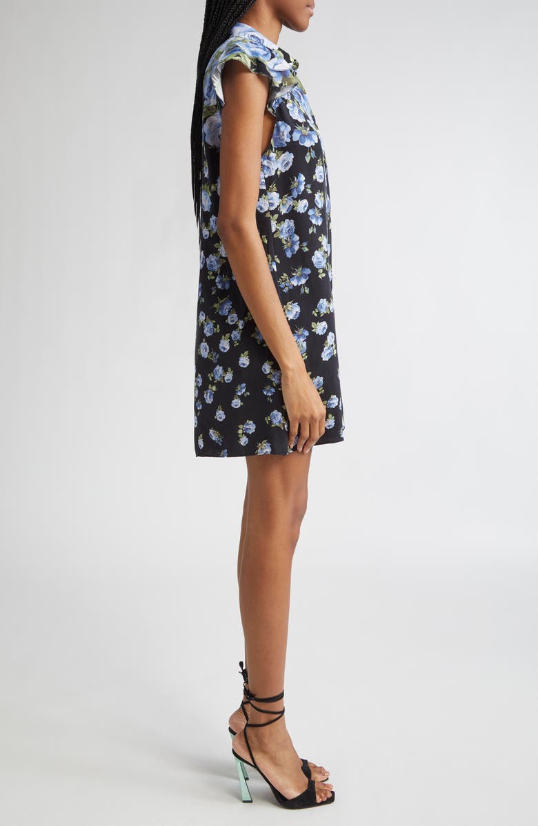 Alice + Olivia Jem Floral Ruffle Sleeve Mini Shirtdress, Alternate, color, 