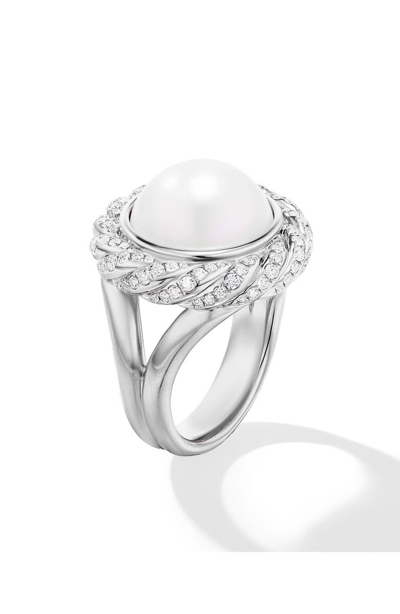 David Yurman Pearl Classics Cable Halo Ring with Diamonds, Alternate, color, 