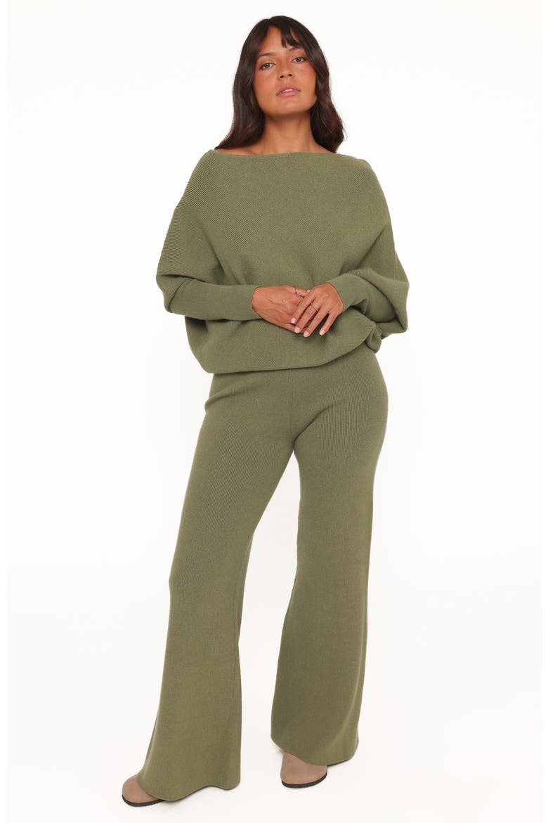 Gennie Two-Piece Knitted Pant Set, Alternate, color, AVOCADO