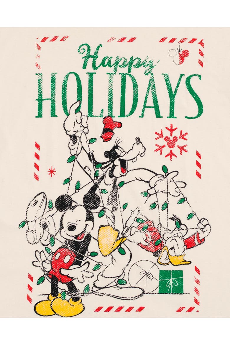 Mickey Mouse Holiday Short Sleeve T-Shirt, Alternate, color, Ivory Mickey Friends