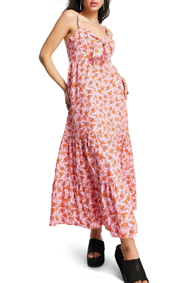 Topshop Floral Print Cotton Sundress, Main, color,