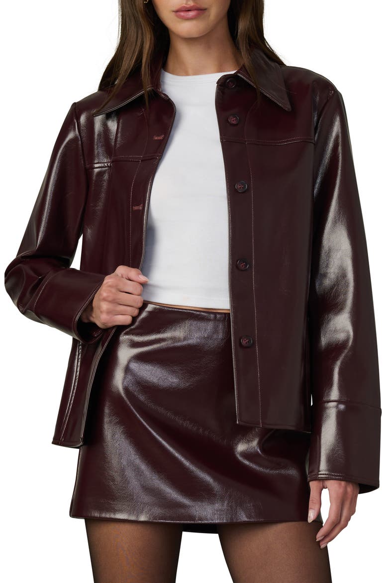 The Daisy Faux Leather Jacket, Main, color, BORDEAUX