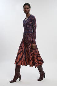 Karen Millen Zebra Jacquard Knit Midi Dress