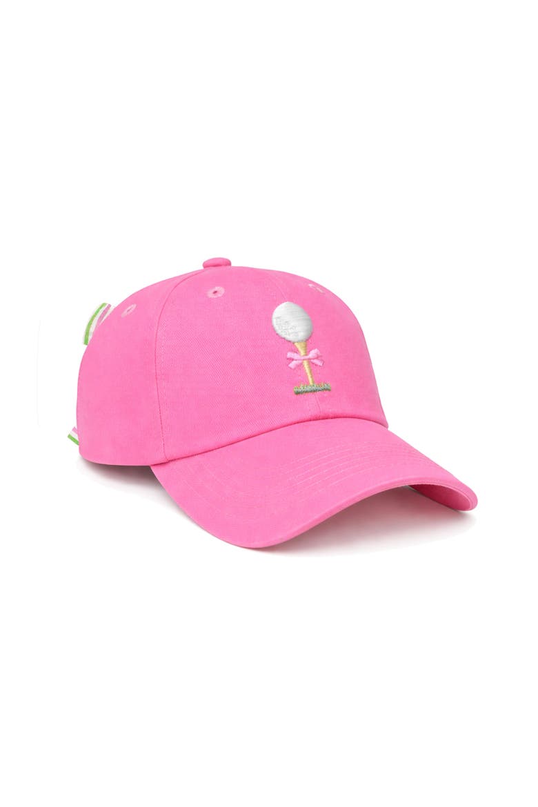 Tee Time Bow Baseball Hat, Main, color, Pink