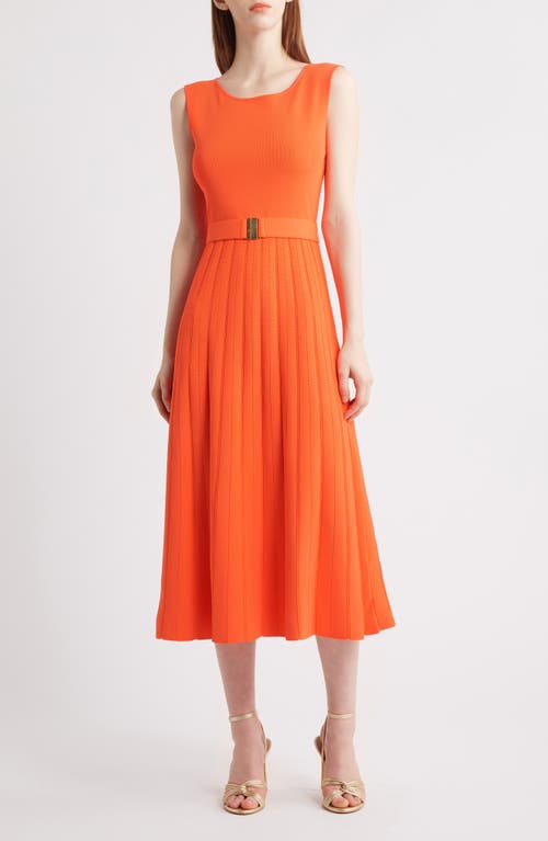 Elie Tahari The Sumner Sleeveless Knit Midi Dress In Orange Dream