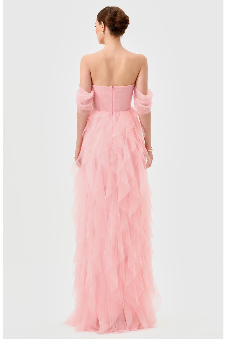 Lili Off Shoulder Ruffle Gown, Alternate, color, PINK