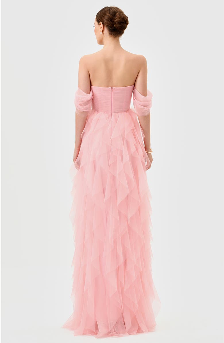 Bariano Lili Off Shoulder Ruffle Gown, Alternate, color, Pink