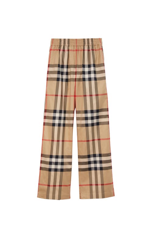 Burberry Check Cotton Trousers In Brown