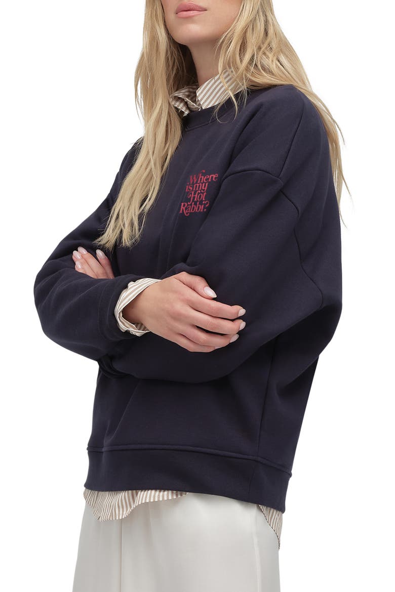 x 'Nobody Wants This' Hot Rabbi Crewneck Sweatshirt, Alternate, color, NAVY