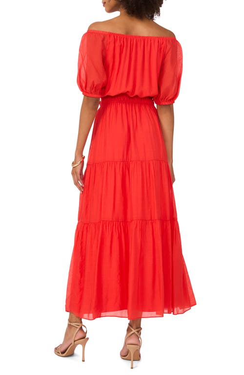 Vince Camuto Off The Shoulder Tiered Maxi Dress In Cayenne