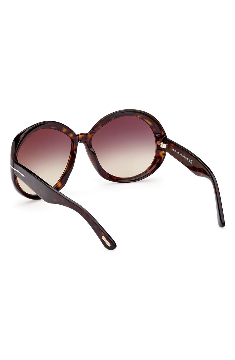 TOM FORD 62mm Gradient Oversize Round Sunglasses, Alternate, color, Dark Havana/ Brown Yellow