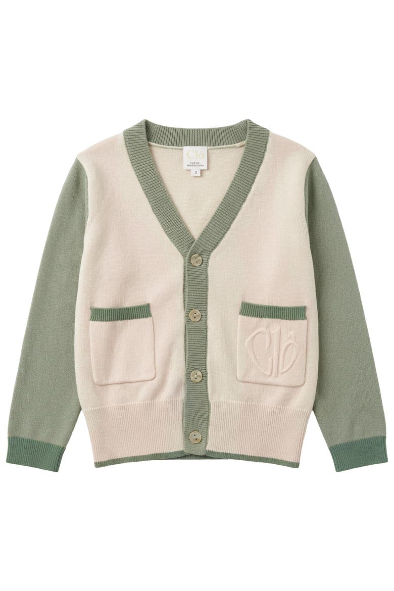 Cardigan In Jersey Knit, Main, color, Natural/Dark Sage