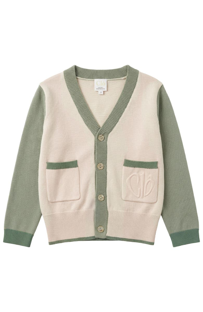 Clô Cardigan In Jersey Knit, Main, color, Natural/Dark Sage