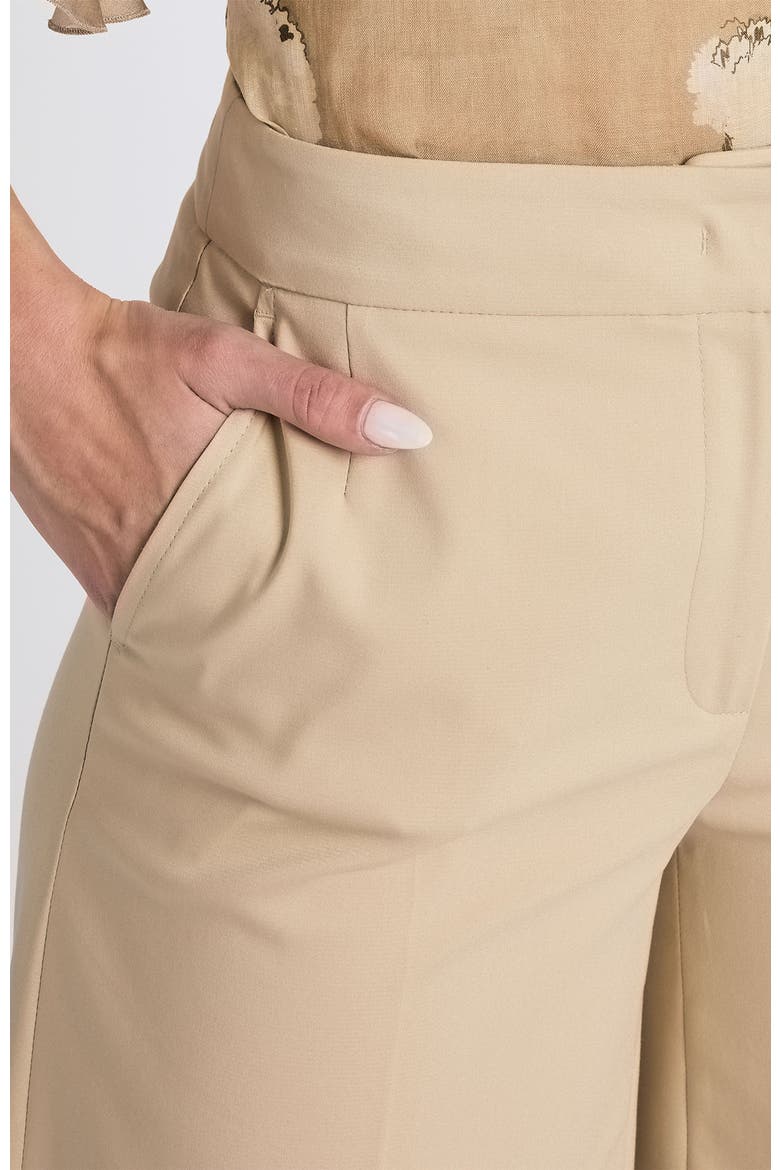Thea Cropped Wide Leg Pants in Stretch Cotton, Alternate, color, Latte