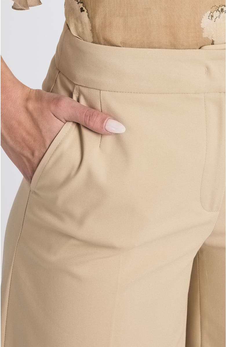 Santorelli Thea Cropped Wide Leg Pants in Stretch Cotton, Alternate, color, Latte