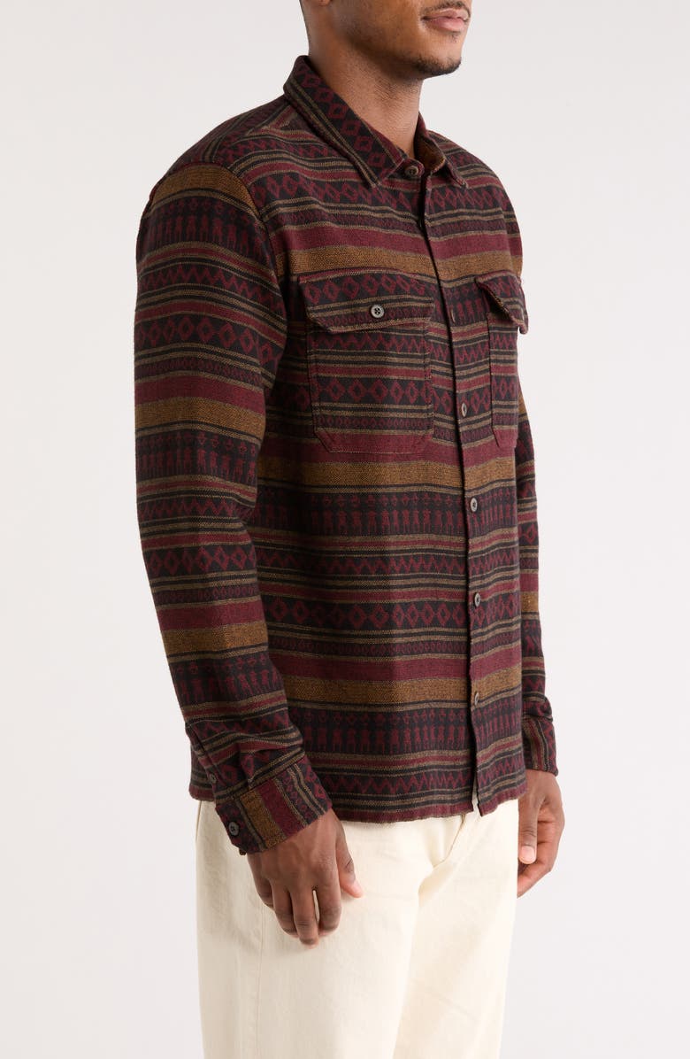 Billabong Offshore Jacquard Stripe Flannel Buton-Up Overshirt, Alternate, color, Brick