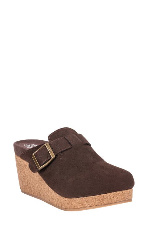 Madison Buckled Faux Leather Wedge Clog