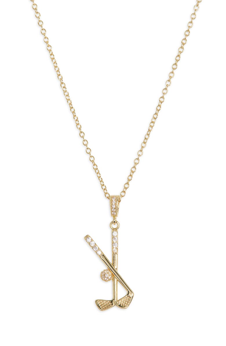 Leith Pavé CZ Golf Club Pendant Necklace, Alternate, color, Clear- Gold