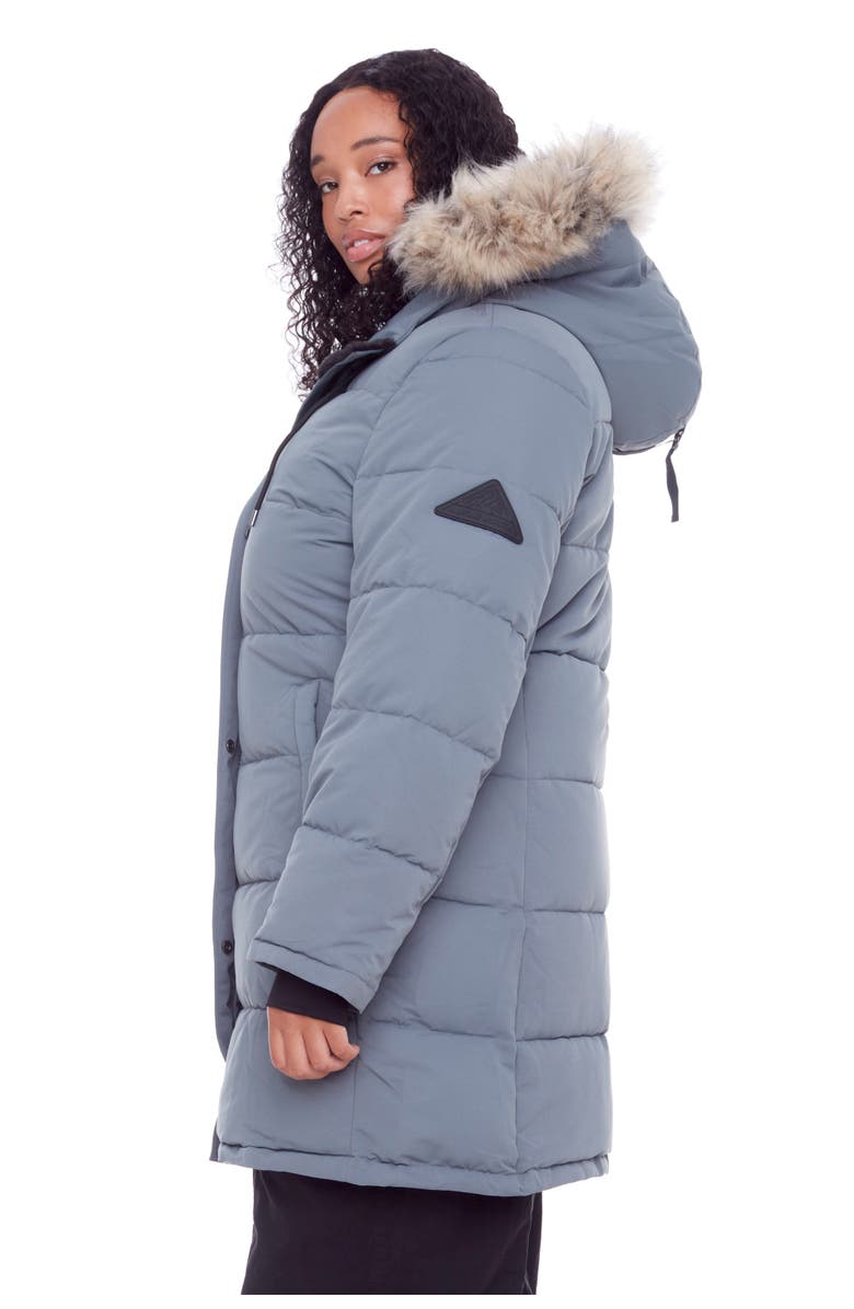 Alpine North AULAVIK PLUS SIZE - Vegan Down Mid-length Hooded Parka Coat, Alternate, color, Slate