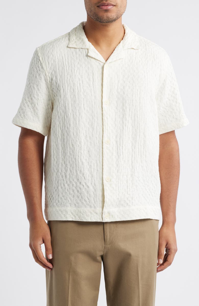 Wax London Lido Boxy Dobby Camp Shirt, Main, color, Ecru