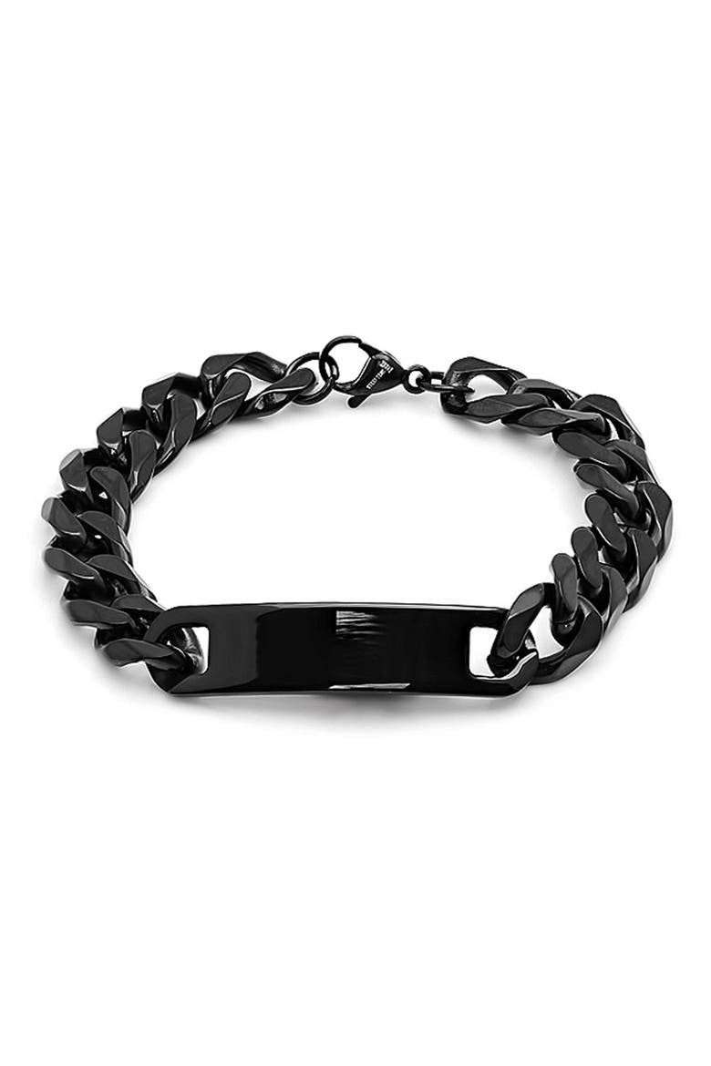 Stainless Steel Ion Plated ID Bracelet, Main, color, BLACK