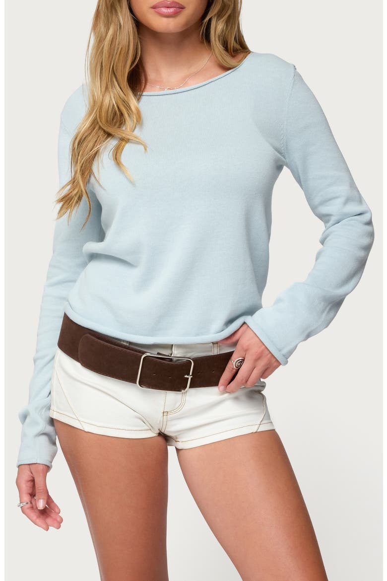 Sonny Rolled Edge Cotton Sweater, Main, color, LIGHT-BLUE
