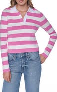 DKNY Jeans Striped Long Sleeve Polo Sweater