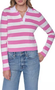 DKNY Jeans Striped Long Sleeve Polo Sweater