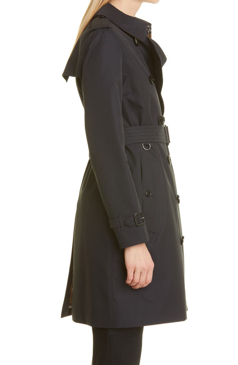 Burberry Kensington Cotton Trench Coat, Alternate, color, Midnight