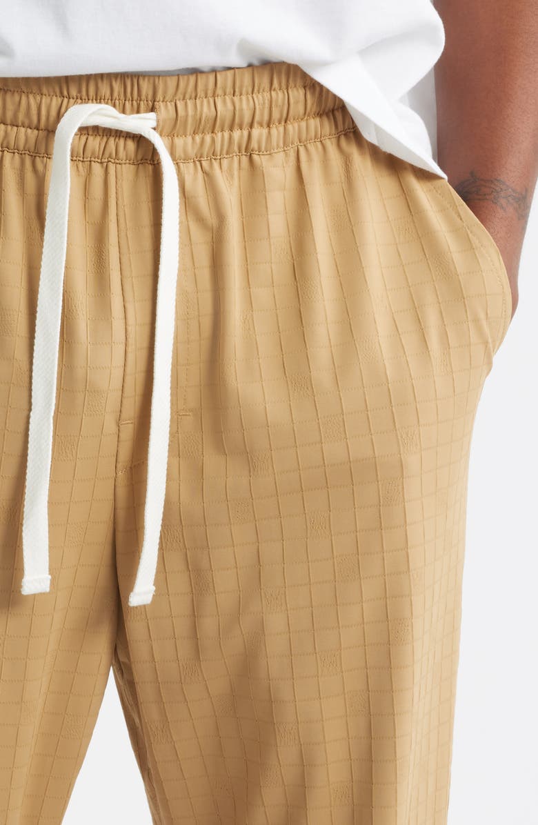 RIZORT Francis Grid Stretch Nylon Blend Drawstring Pants, Alternate, color, Tan