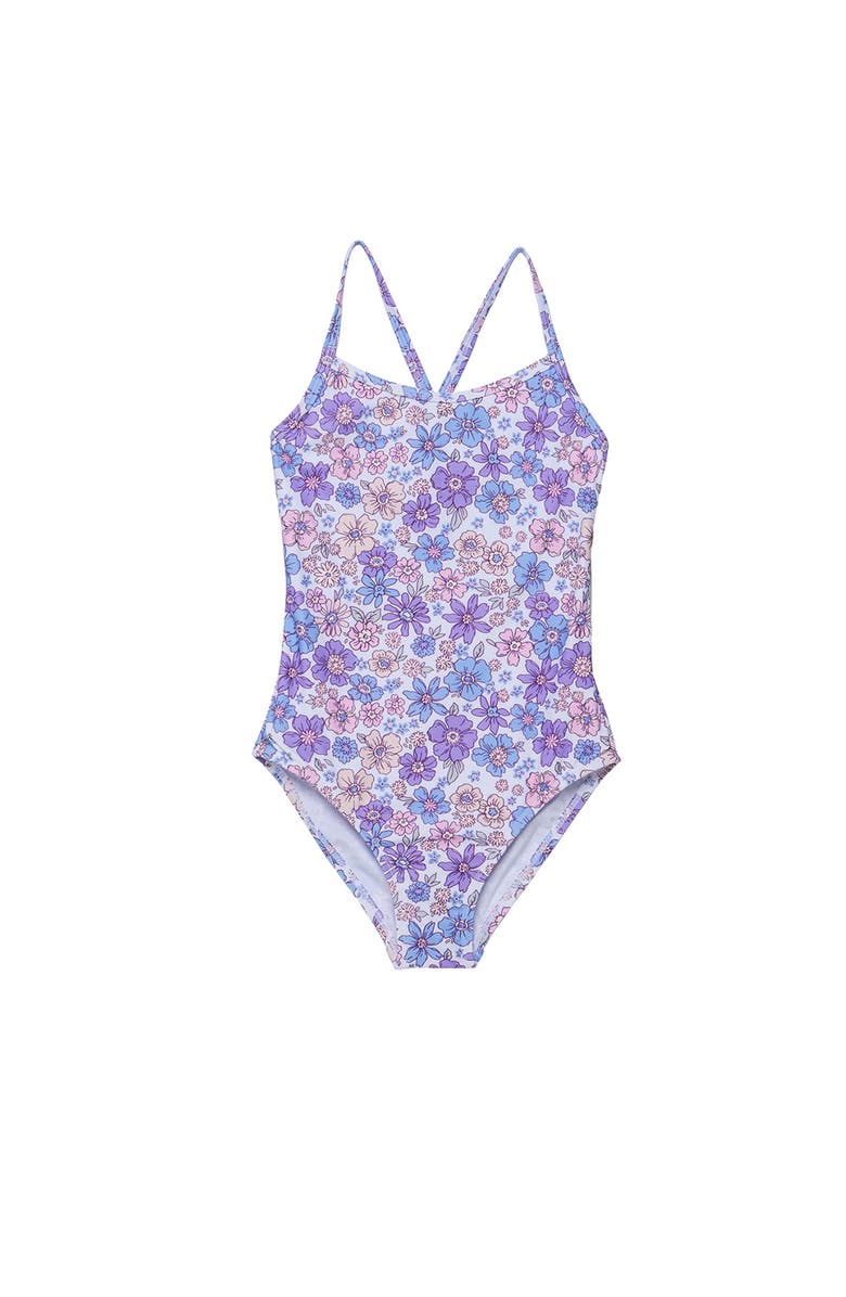 Gottex Kids Vintage Flower Criss Cross Back One Piece, Main, color, Multi-Violet