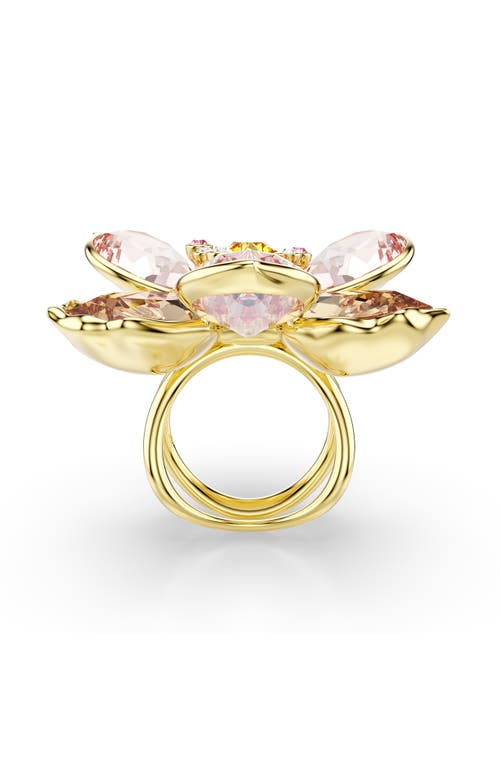 Swarovski Idyllia Multicolored Gold-tone Plated Motif Ring In Multi